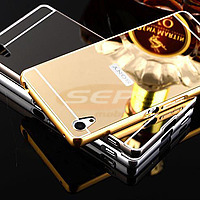 Accesorii GSM - Bumper telefon mobil: Bumper aluminiu Mirror Case Sony Xperia Z5 GOLD