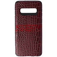 Accesorii GSM - Leather Back Cover: Toc TPU Leather Crocodile Samsung Galaxy S10 Burgundy