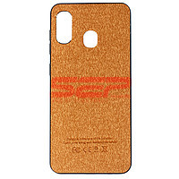 Accesorii GSM - Leather Back Cover: Toc TPU Leather Denim Samsung Galaxy A20 Gold