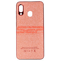 Accesorii GSM - Leather Back Cover: Toc TPU Leather Denim Samsung Galaxy A20 Rose Gold