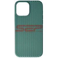 PROMOTIE Accesorii GSM: Toc silicon Woven Texture Apple iPhone 13 Pro Max Midnight Green