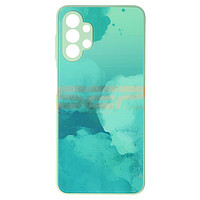Accesorii GSM - Toc TPU Watercolor Glass: Toc TPU Watercolor Glass Samsung Galaxy A04s Green Lotus Leaf