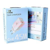 Accesorii GSM - : Adaptor priza Yiikoo USB-C + USB-C Fast Charge 45W Y-CGE029