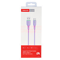 Cablu date soft silicone USB - Type-C TRANYOO Fast Charge T-X22 Purple