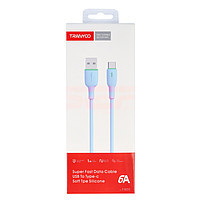 Accesorii GSM - Cablu date Fast Charge: Cablu date soft silicone USB - Type-C TRANYOO Fast Charge T-X22 Blue