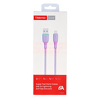 Accesorii GSM - : Cablu date soft silicone USB - Lightning TRANYOO Fast Charge T-X22 Purple