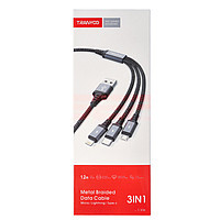 Accesorii GSM - : Cablu date 3 in 1 USB - Lightning, Type-C, micro-USB 2.1A TRANYOO T-XS6