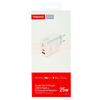 Accesorii GSM - Incarcatoare retea: Incarcator retea Fast Charge USB-C + USB-A 25W TRANYOO T-EU6