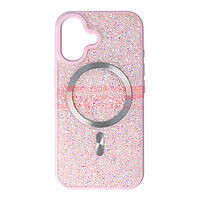 Accesorii GSM - : Toc TPU+PC Diamonds Magsafe Apple iPhone 16 Pink