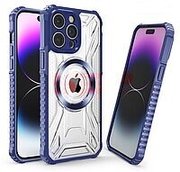 Accesorii GSM - : Toc TPU+PC Geometric Apple iPhone 16 Blue
