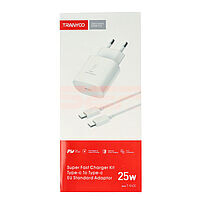 Accesorii GSM - Incarcatoare retea: Incarcator retea Fast Charge Type-C - Type-C 25W TRANYOO T-SA2C WHITE