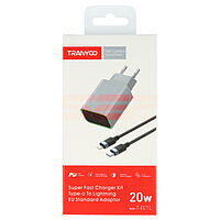 Accesorii GSM - Incarcatoare retea: Incarcator retea Fast Charge USB-C - Lightning 20W TRANYOO T-EU7 L