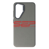 Accesorii GSM - Leather Back Cover: Toc TPU Vegan Leather Samsung Galaxy S25 Grey