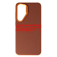 Accesorii GSM - Leather Back Cover: Toc TPU Vegan Leather Samsung Galaxy S25 Plus Brown