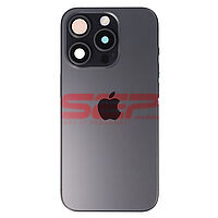 Accesorii GSM - Capac spate telefon mobil: Capac baterie iPhone 15 Pro BLACK (cu geam camere si clame)