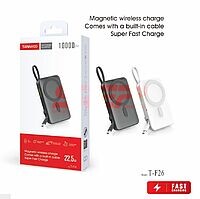 Accesorii GSM - Powerbank: Acumulator universal extern Powerbank Magnetic Wireless 10000mAh 22.5W Tranyoo T-F26 BLACK