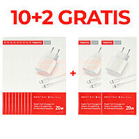 SET 10 + 2 GRATIS Incarcator retea Fast Charge Type-C - Lightning 20W TRANYOO T-AP2 L