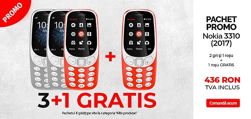 Pachet promo Nokia 3310 (2017) 3 + 1 GRATIS !!!