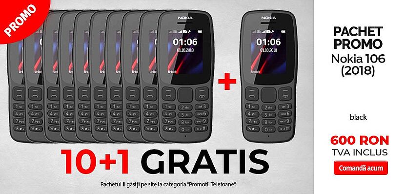 Pachet promo NOKIA 106 (2018) 10 + 1 GRATUIT !!!